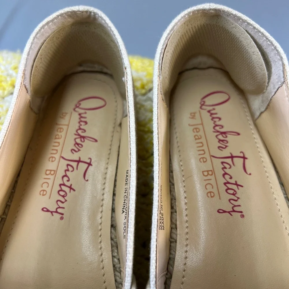 Quacker Factory Jeanne Bice QK-DAMIE Anchor Sequin Espadrille Flats‎ Cream 6M/36